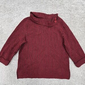 Habitat Sweater Womens Large Red Black Long‎ Sleeve Tunic Cowl Neck Stretch